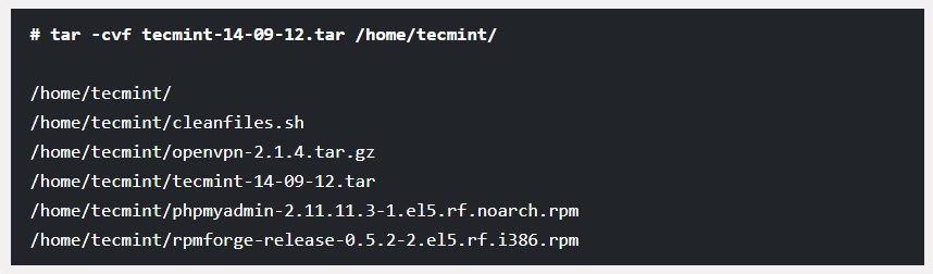 2 Tar Command Examples in Linux
